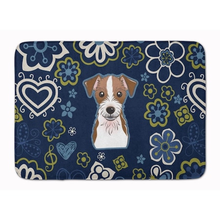 Carolines Treasures Blue Flowers Jack Russell Terrier Machine Washable Memory Foam Mat BB5053RUG